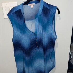 Elegant Blue Ombre Sleeveless Blouse